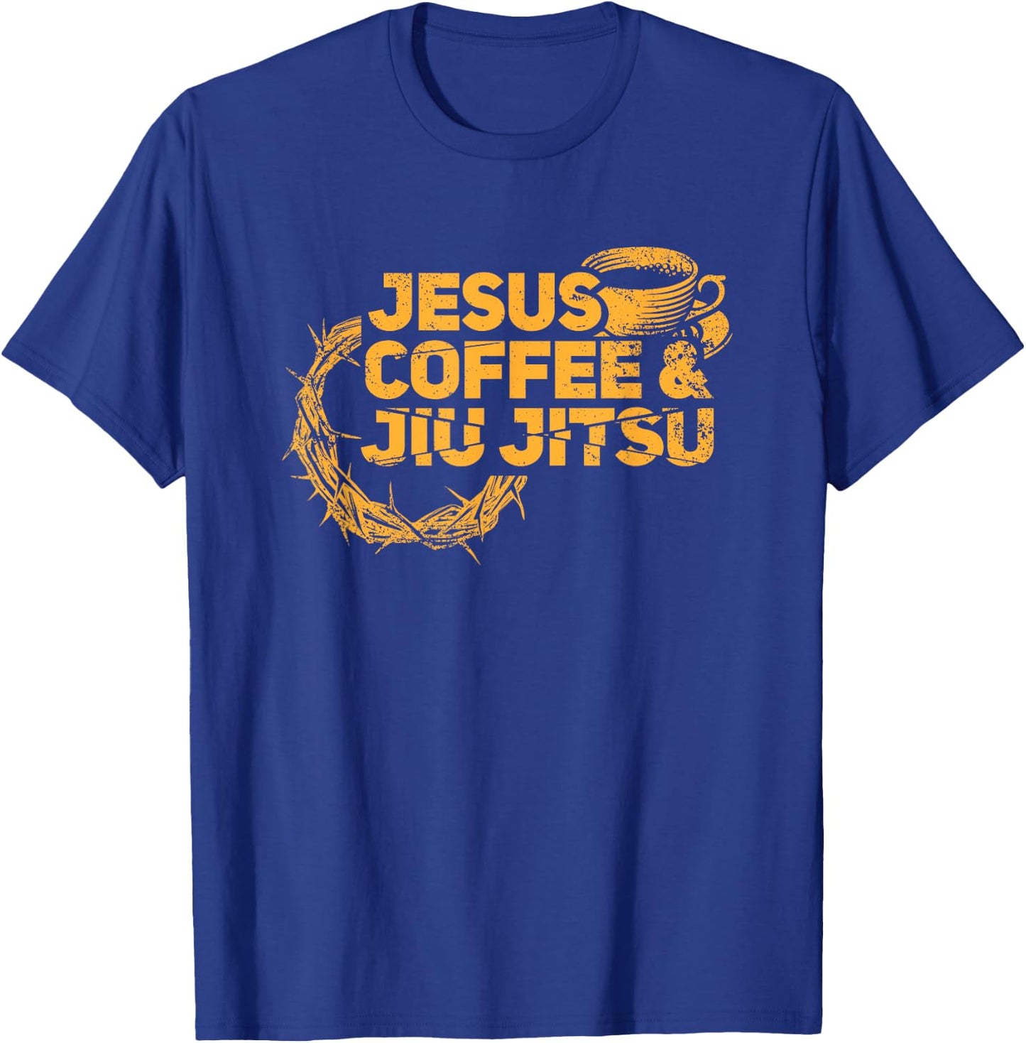 Jesus Jiu Jitsu & Coffee for Christian Martial Arts Fan T-Shirt - T-Shirt | Royal