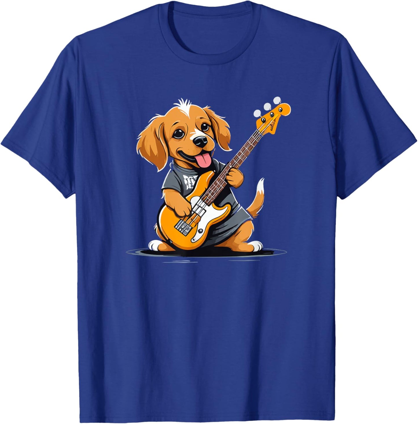 Dog playing Bass Guitar, Dog Guitarist Women Kids T-Shirt - T-Shirt | Royal