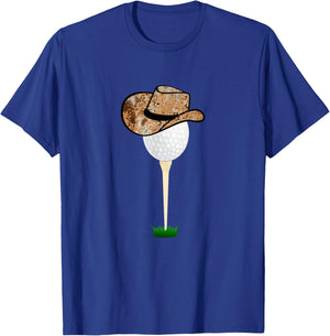 Funny Golfing Cowboy Apparel Holiday Golf Ball T-Shirt - T-Shirt | Royal