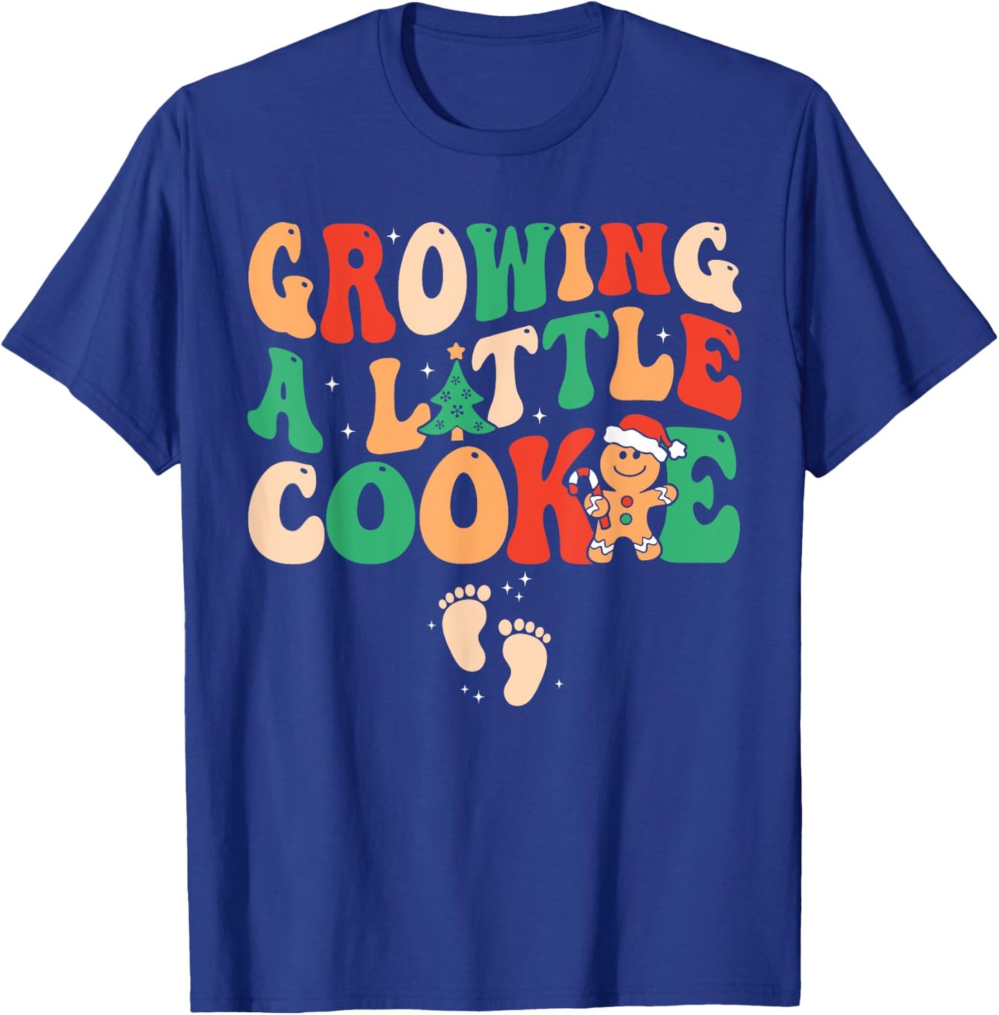 Growing A Little Cookie Christmas Pregnancy Announcement T-Shirt - T-Shirt | Royal