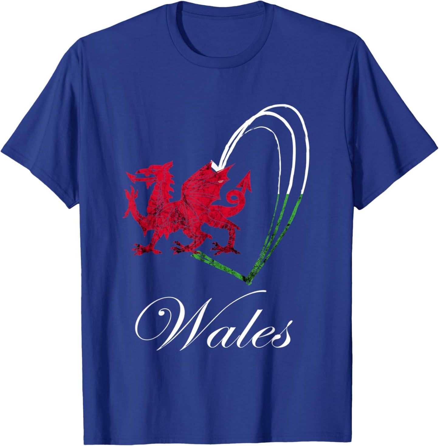 Welsh Dragon Wales Welsh Roots Welsh Flag Heart Ddraig Goch T-Shirt - T-Shirt | Royal