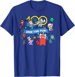 Disney 100 Pixar Join the Fun Anniversary D100 T-Shirt - T-Shirt | Royal