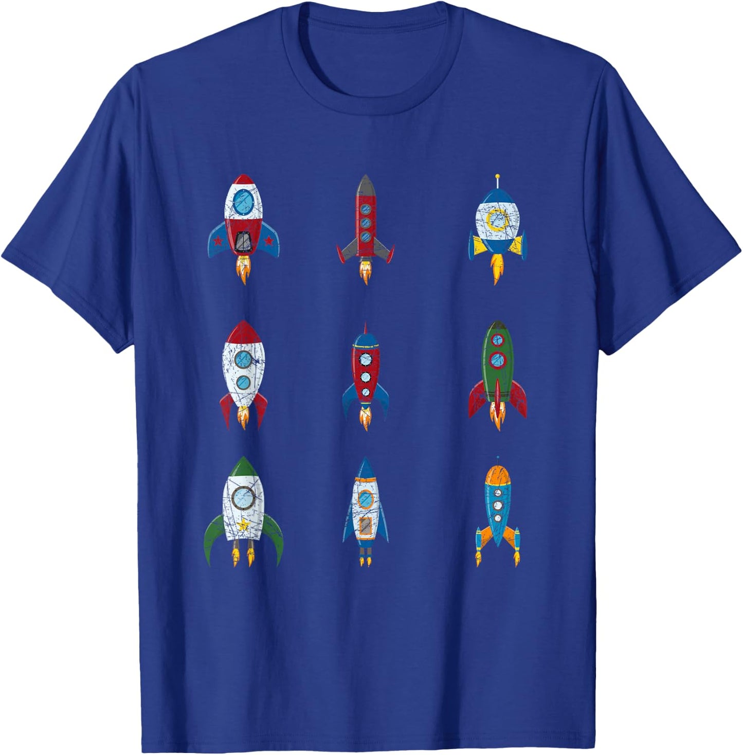 Retro Rocket Ships Outer Space Boys Kids Gift Astronaut T-Shirt - T-Shirt | Royal