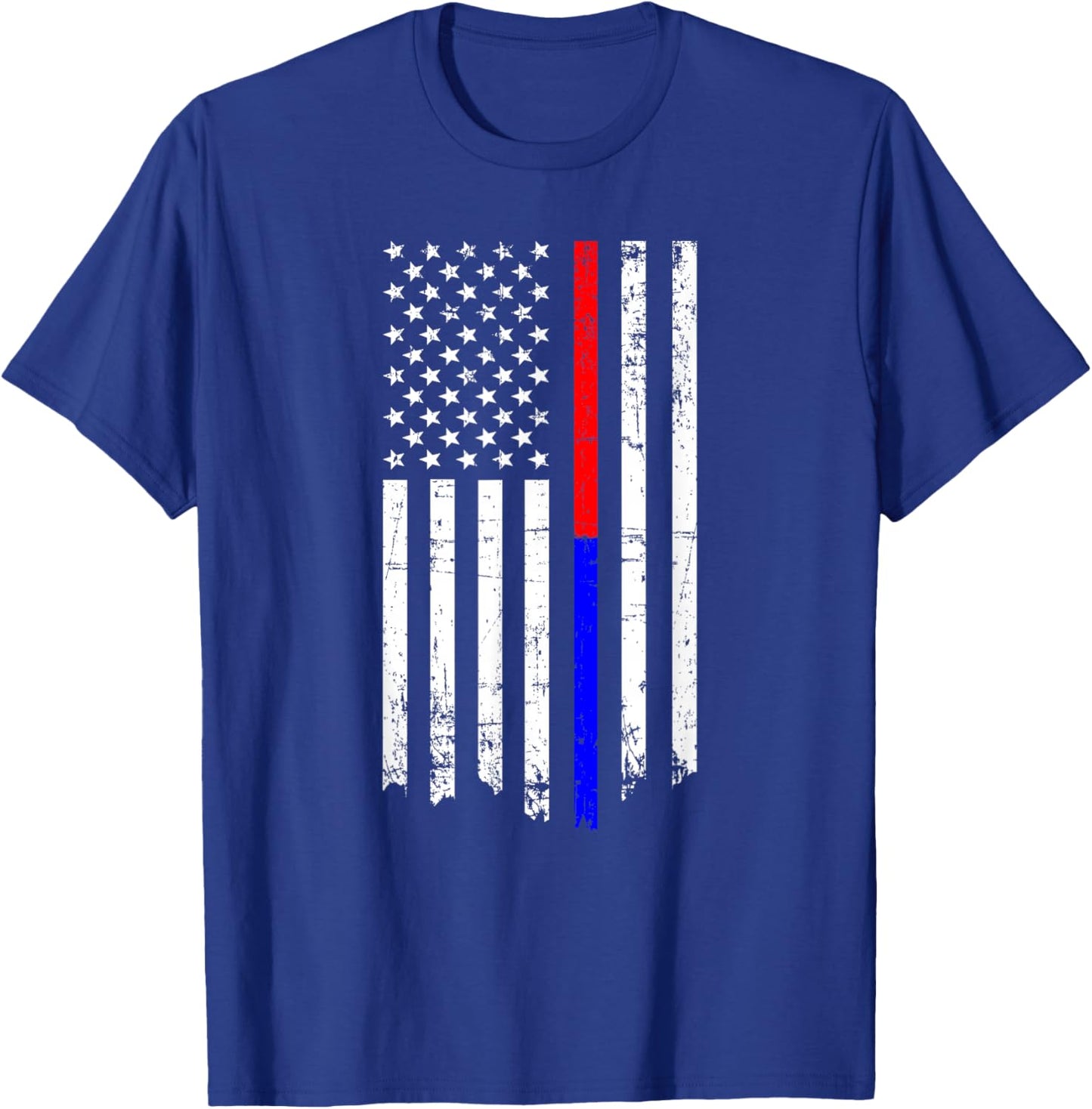 Thin Red & Blue Line American Flag T-Shirt - T-Shirt | Royal