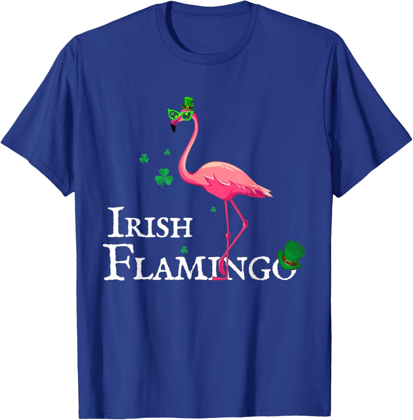 Funky Irish Pink Flamingo Green Bird St Pattys Day T-Shirt - T-Shirt | Royal