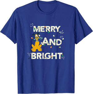 Disney Mickey and Friends Christmas Pluto Merry and Bright T-Shirt - T-Shirt | Royal