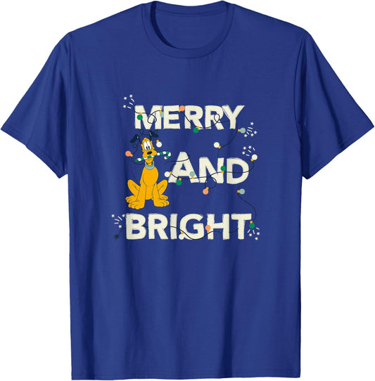 Disney Mickey and Friends Christmas Pluto Merry and Bright T-Shirt - T-Shirt | Royal