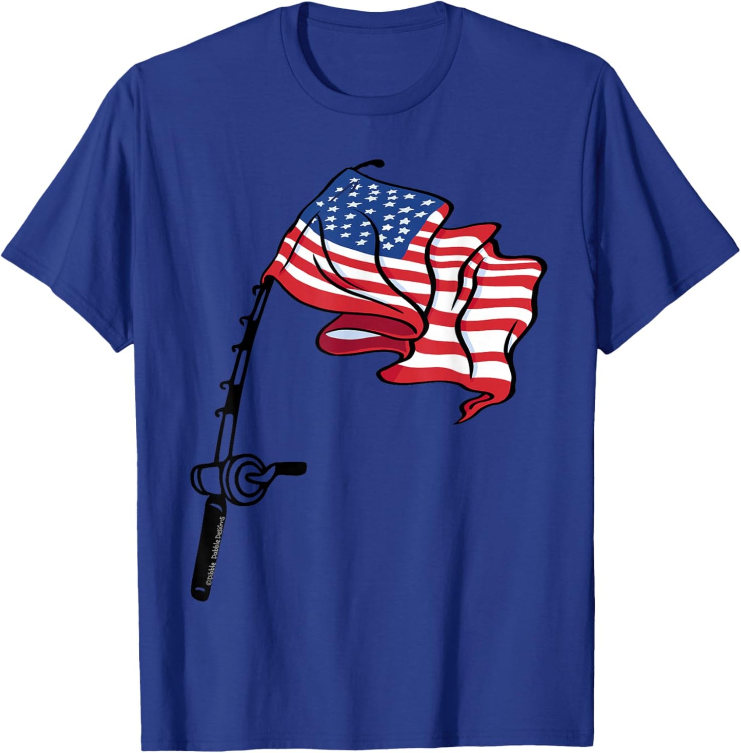 Patriotic Fishing USA Flag Fisherman 4th of July T-Shirt - T-Shirt | Royal