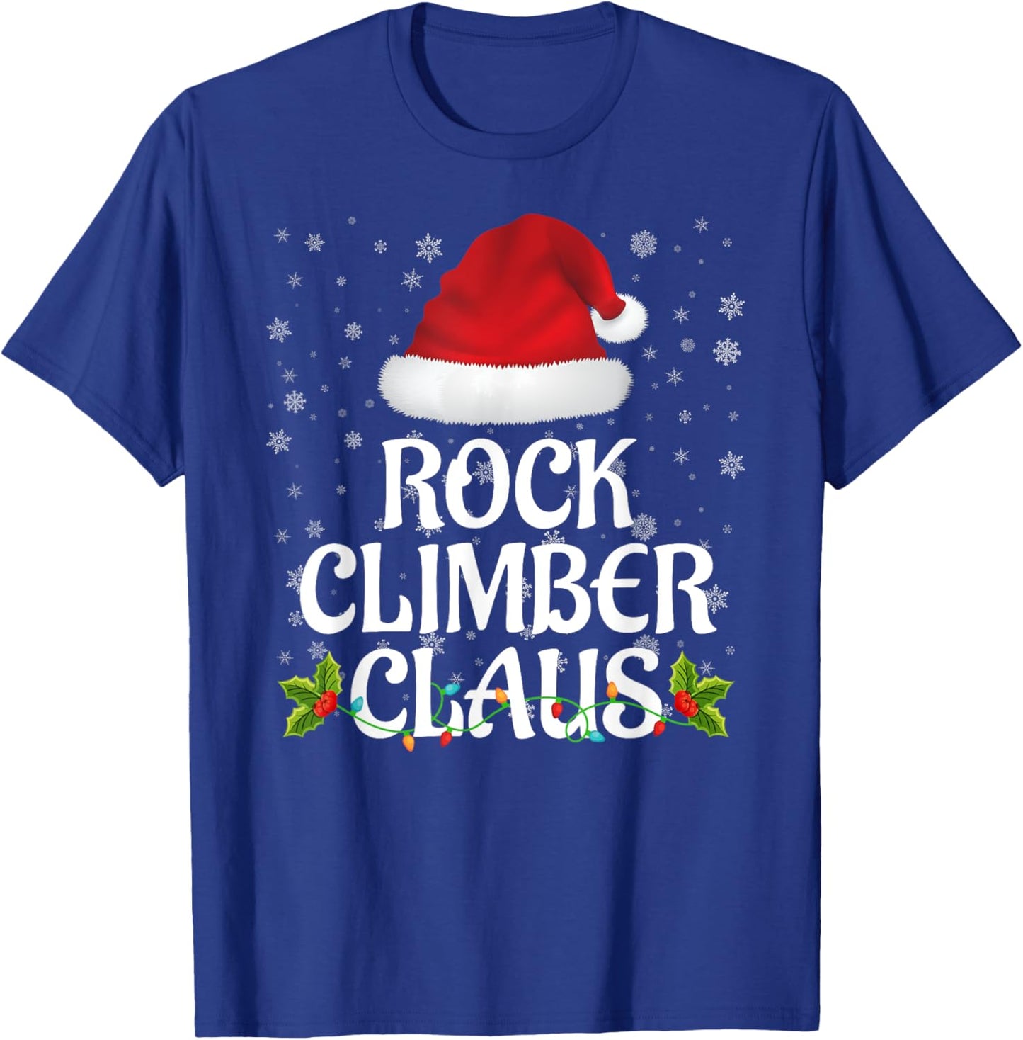 Rock Climber Claus Christmas Lights Pajama Family Matching T-Shirt - T-Shirt | Royal