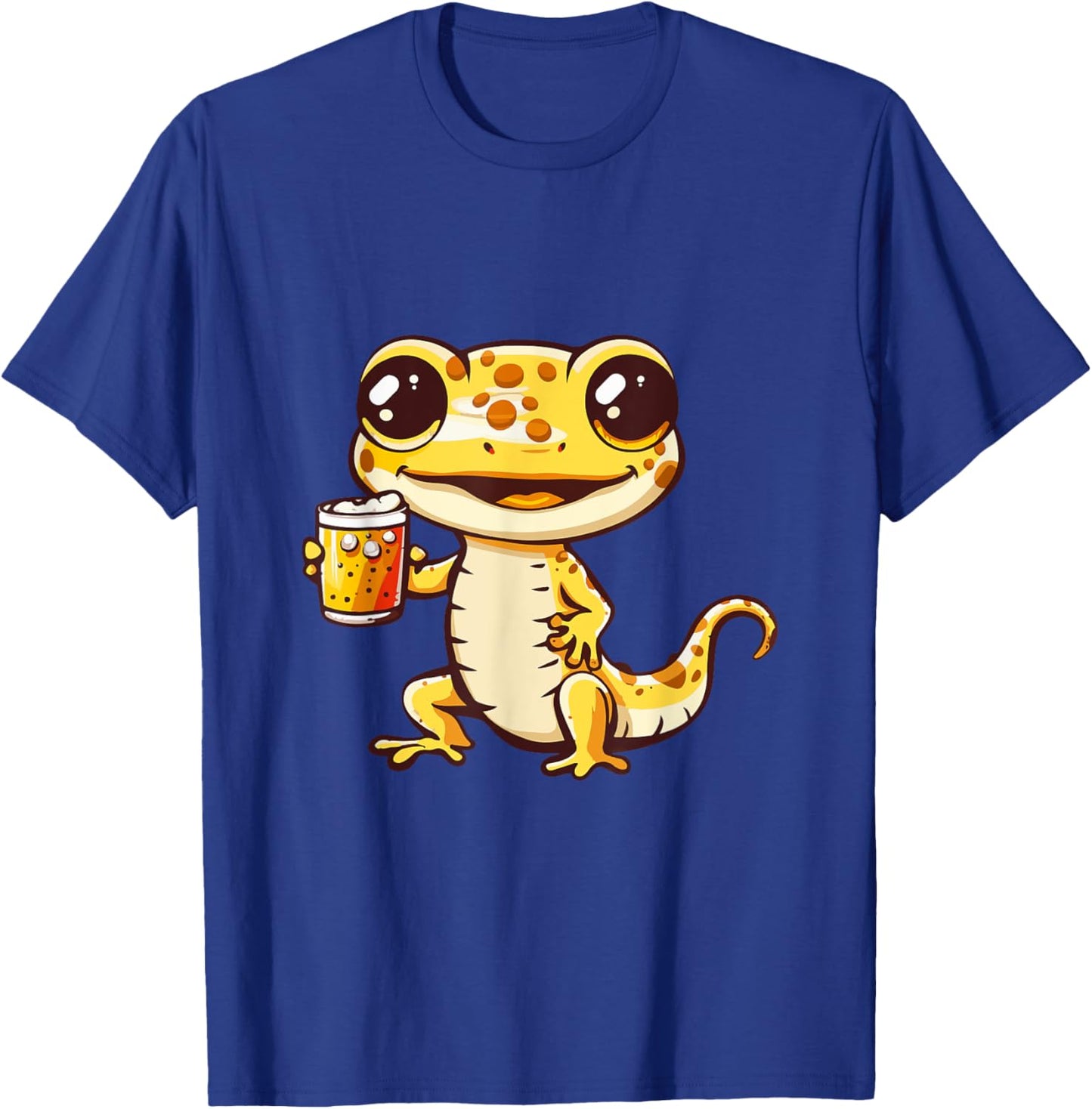 Gecko With Beer | Funny Drinking Party T-Shirt - T-Shirt | Royal
