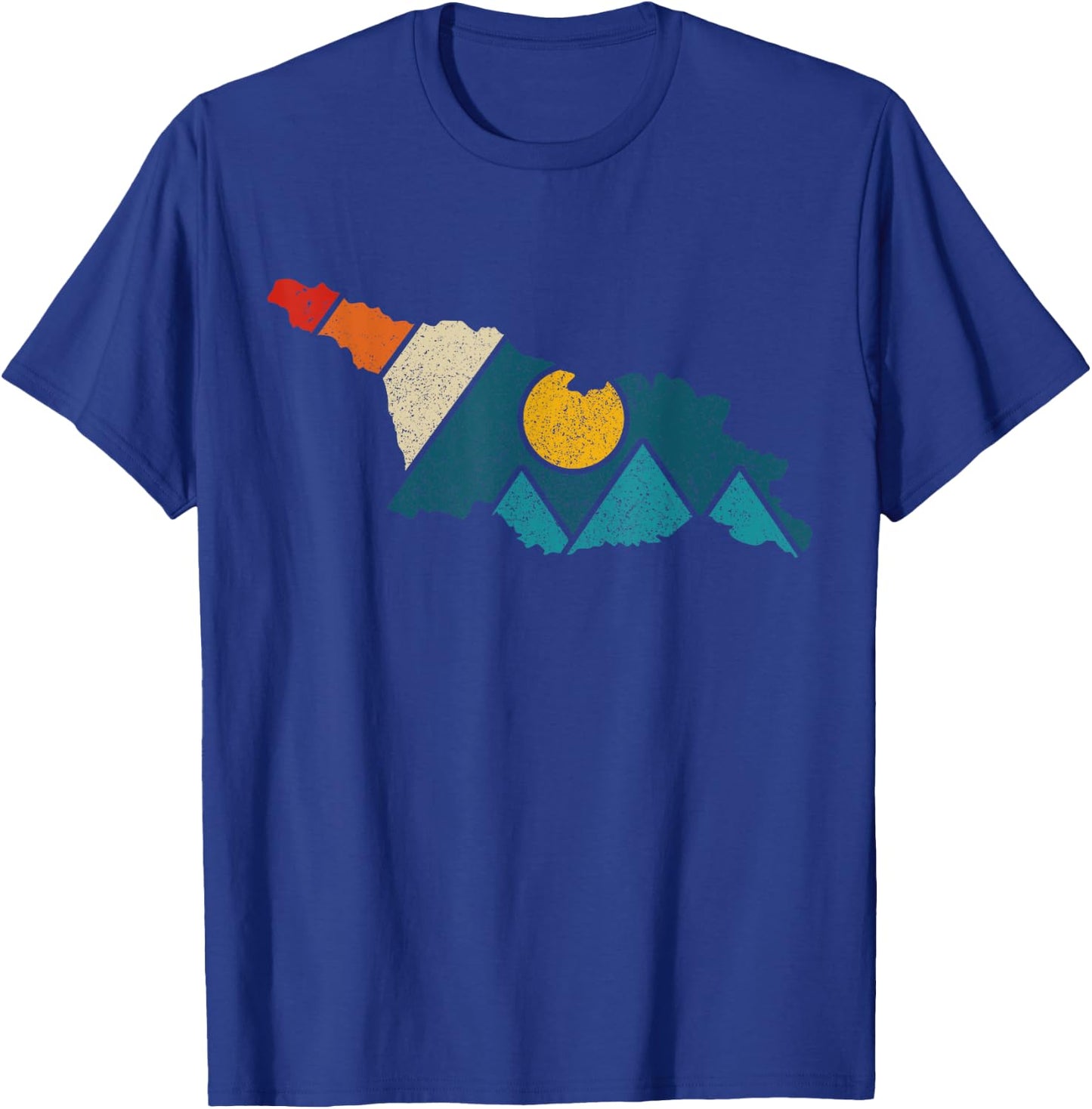 Georgia Vintage State Map Mountains Hiker Camping Pride Gift T-Shirt - T-Shirt | Royal