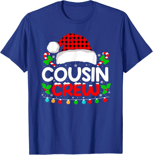 Cousin Crew Buffalo Plaid Xmas Pajamas Christmas Lights T-Shirt - T-Shirt | Royal