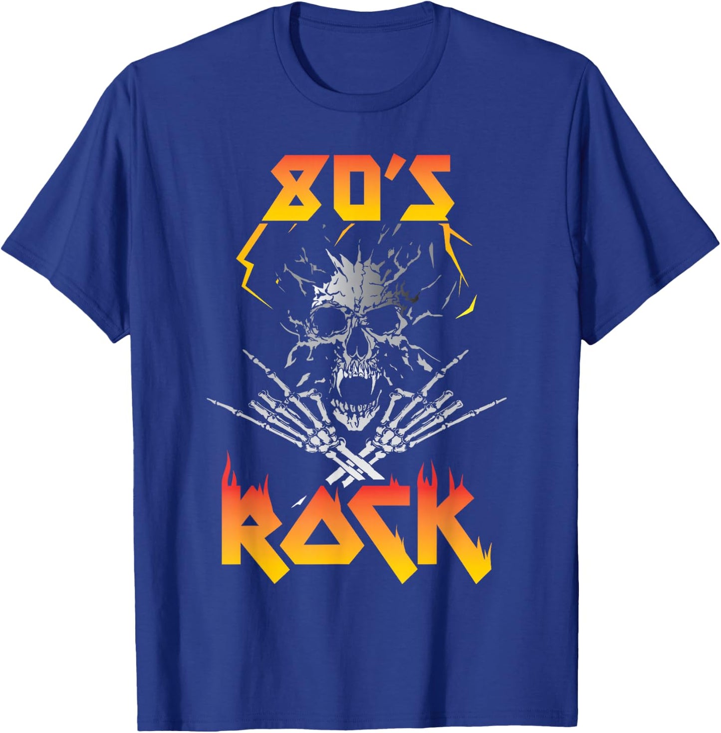 Faded 1980s Rock Roll for Eighties Rockers Band T-Shirt - T-Shirt | Royal