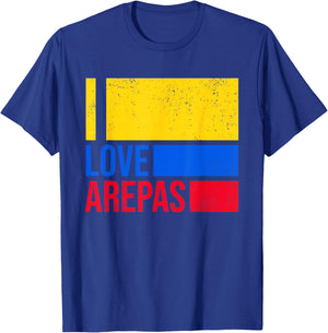 I Love Arepas Colombia Flag Retro Vintage Funny Colombian T-Shirt - T-Shirt | Royal