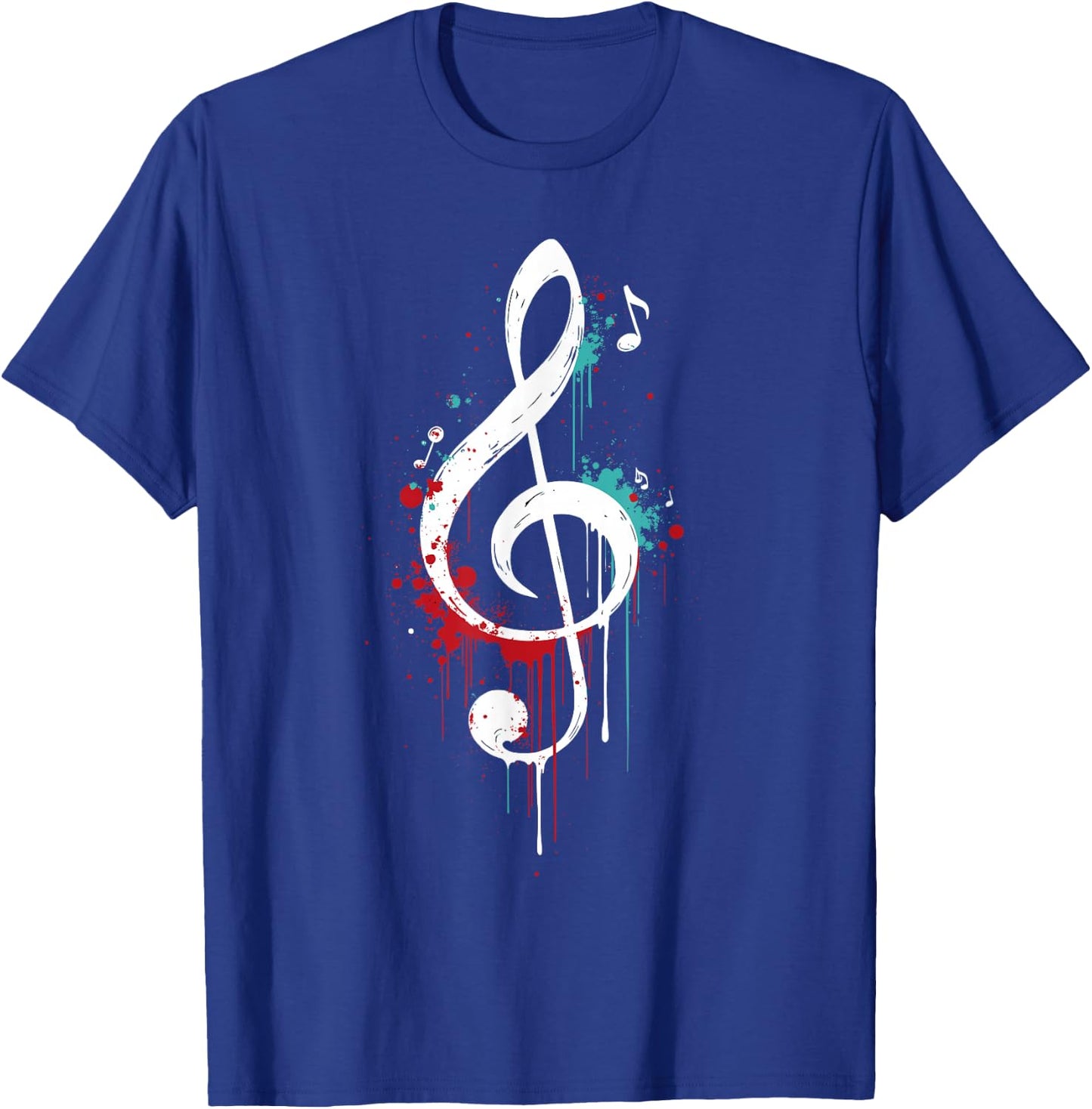 Dripping Treble Clef and Musical Notes Design for Music Love T-Shirt - T-Shirt | Royal