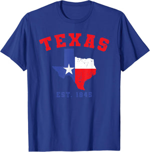 Texas Est. 1845 Texas Pride Home State Texan T-Shirt - T-Shirt | Royal