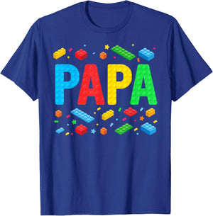 Papa Master Builder Building Bricks Blocks Family Matching T-Shirt - T-Shirt | Royal