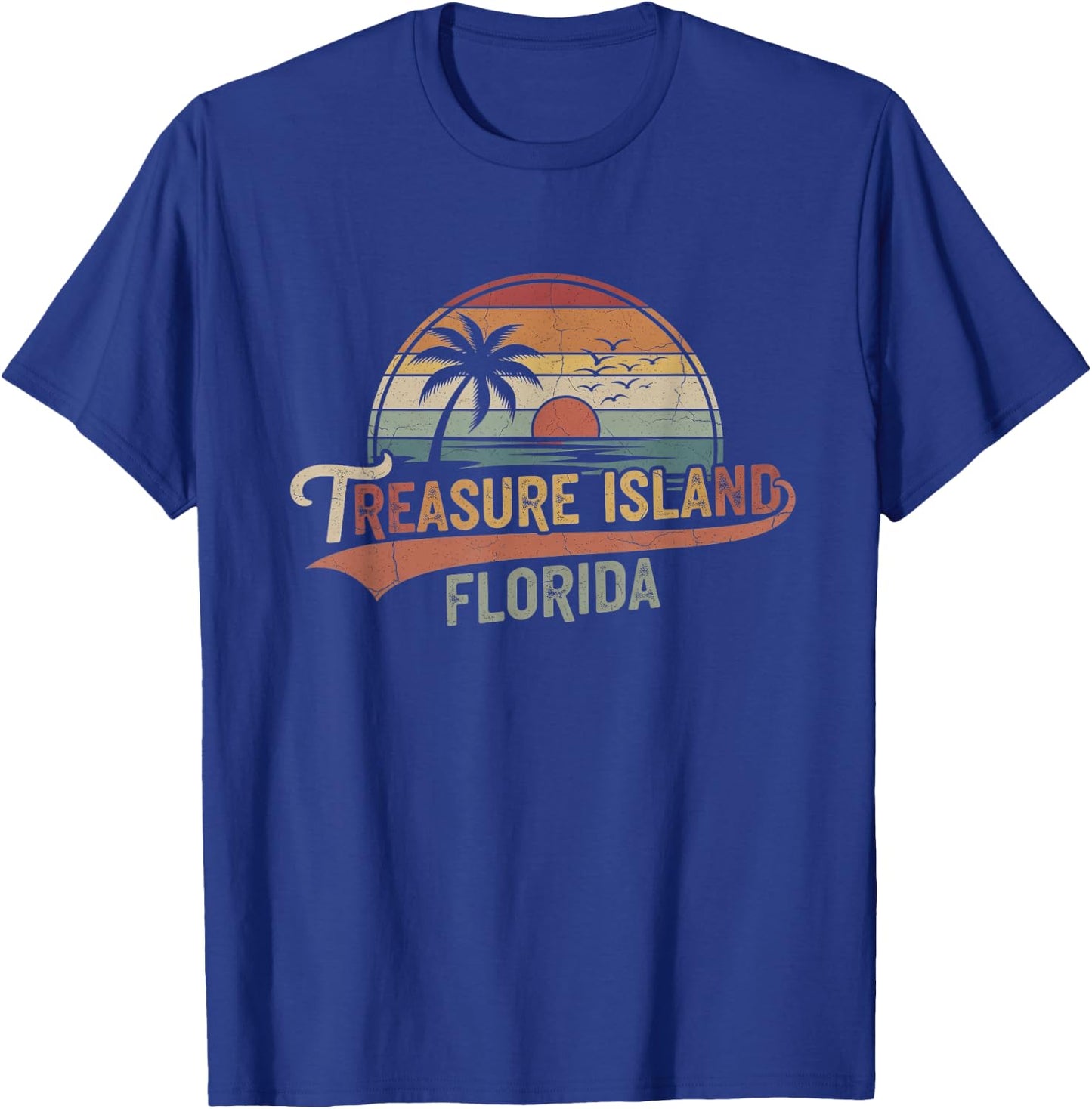Retro Treasure Island Florida Art Design T-Shirt - T-Shirt | Royal