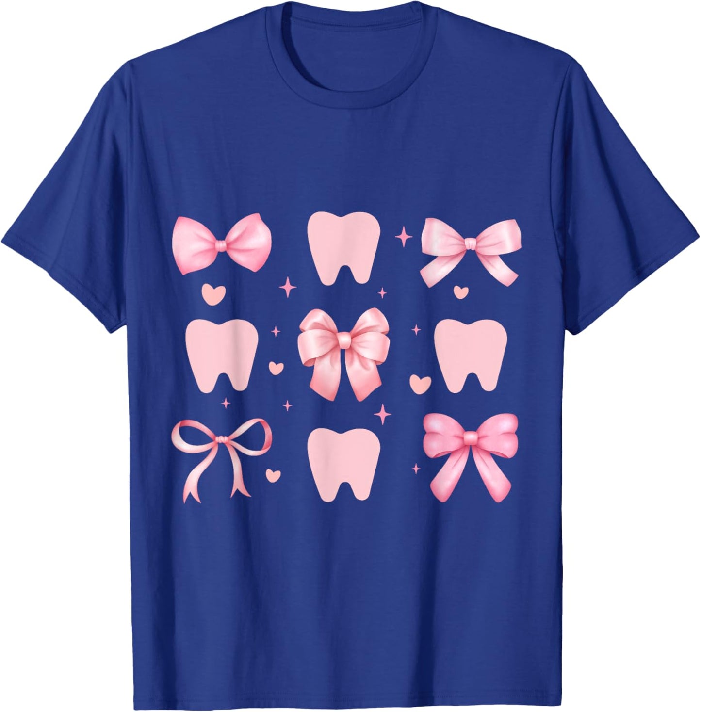 Cute Tooth Dental Assistant Coquette Bow Hygiene Oral RDH T-Shirt - T-Shirt | Royal