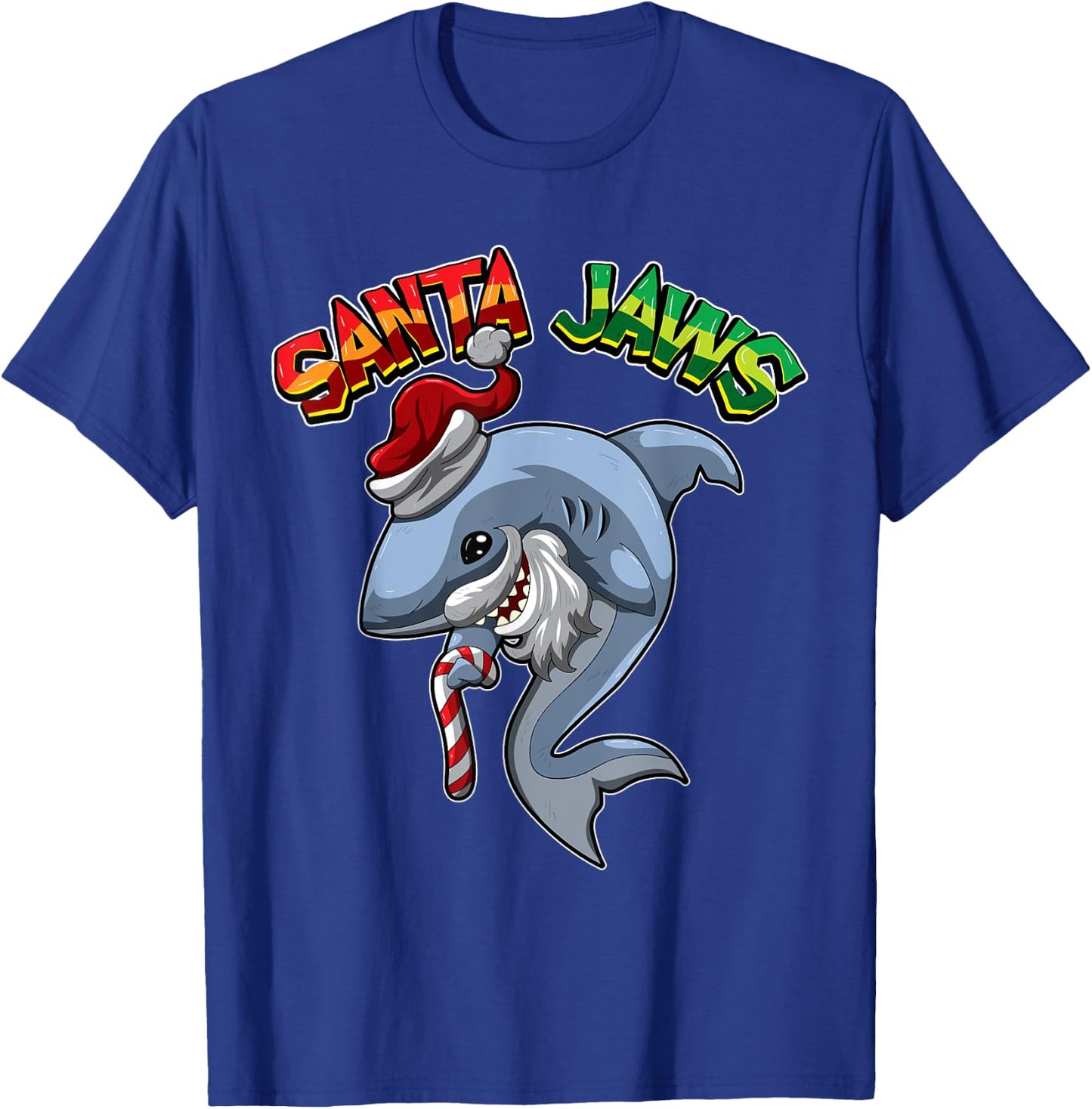 Santa Jaws - Shark Dressed As Santa Claus - Xmas Pun T-Shirt - T-Shirt | Royal