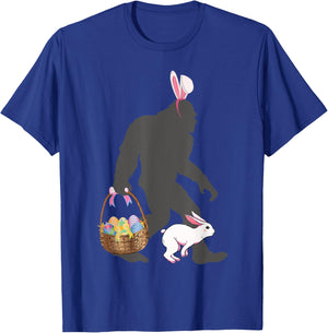 Funny Bigfoot with Easter Basket Bunny Rabbit Easter Bigfoot T-Shirt - T-Shirt | Royal
