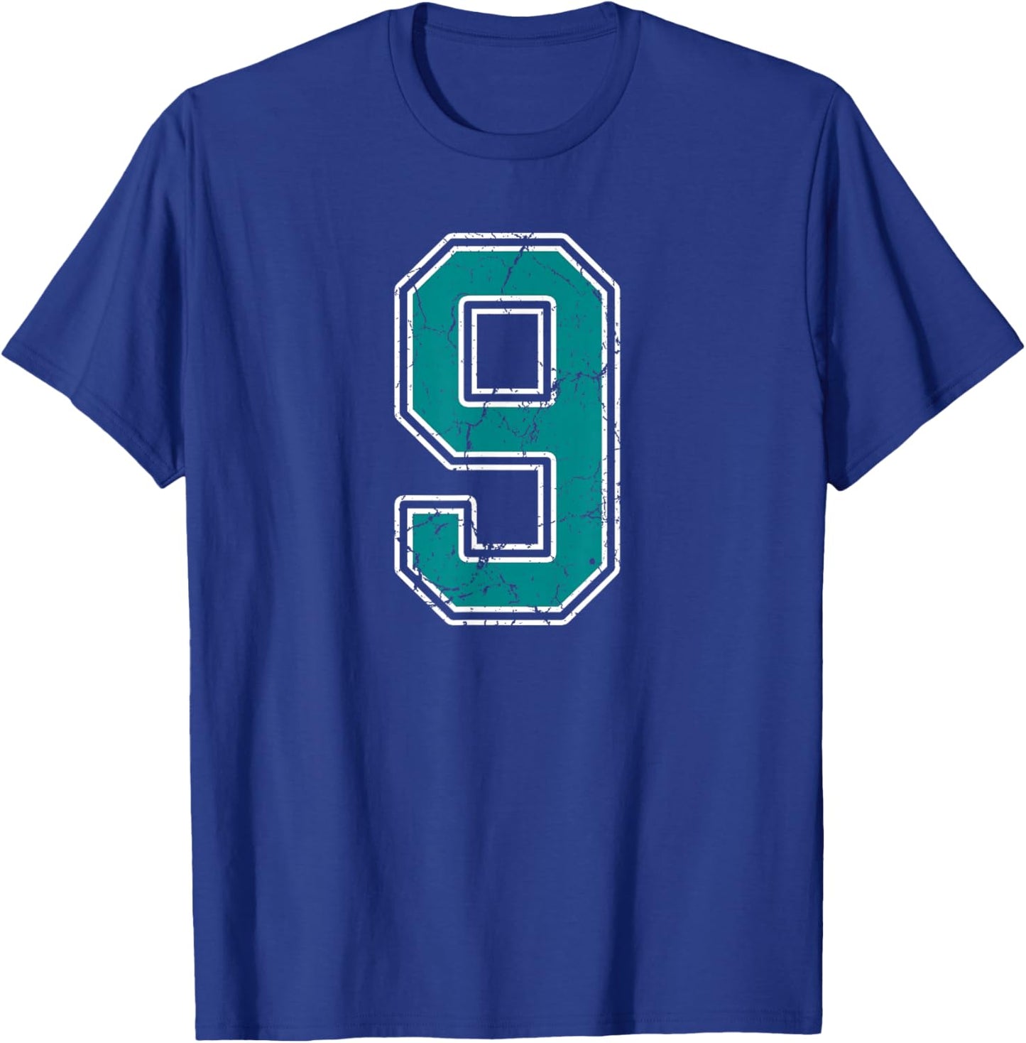 Teal and White Number 9 Jersey Player Uniform #9 Fan T-Shirt - T-Shirt | Royal