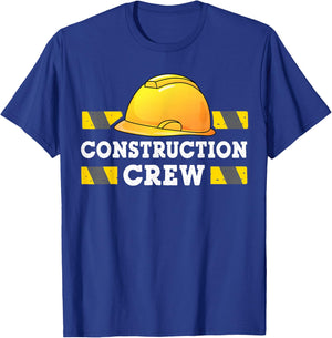 Kids Boys Construction Crew Birthday Party Supplies Matching T-Shirt - T-Shirt | Royal
