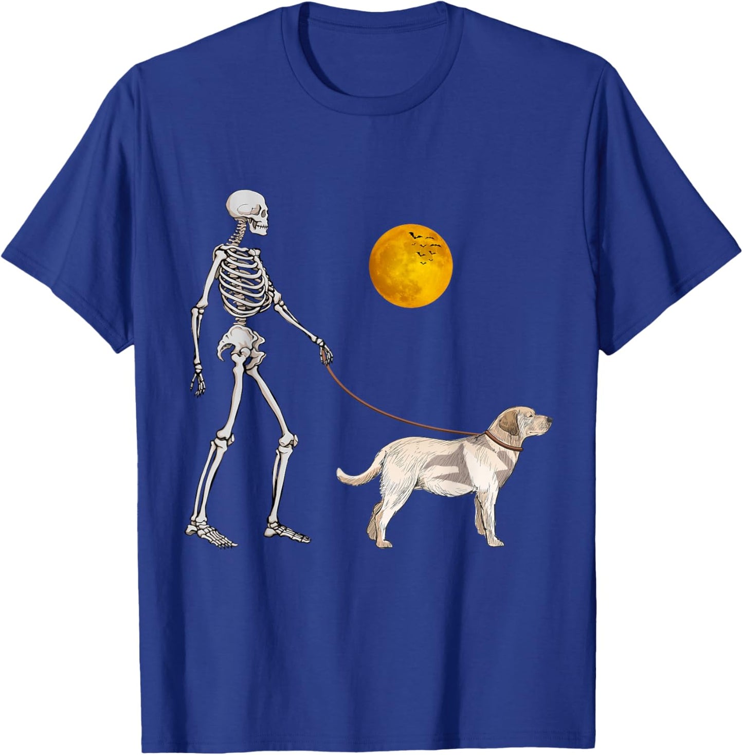 Labrador Retriever Skeleton Dog Walking Halloween Costume T-Shirt - T-Shirt | Royal