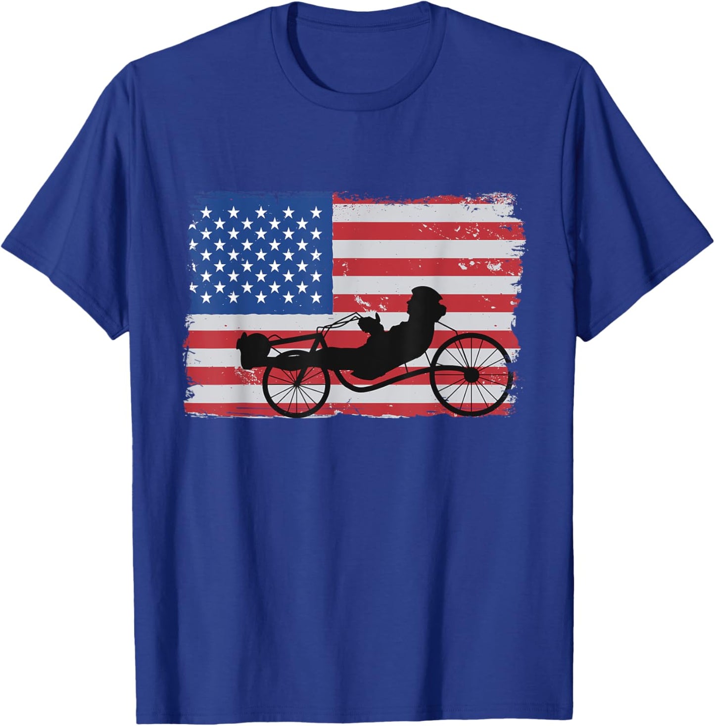 US American Flag 4th Of July Cyclist Recumbent Bicycle Women Men T-Shirt - T-Shirt | Royal