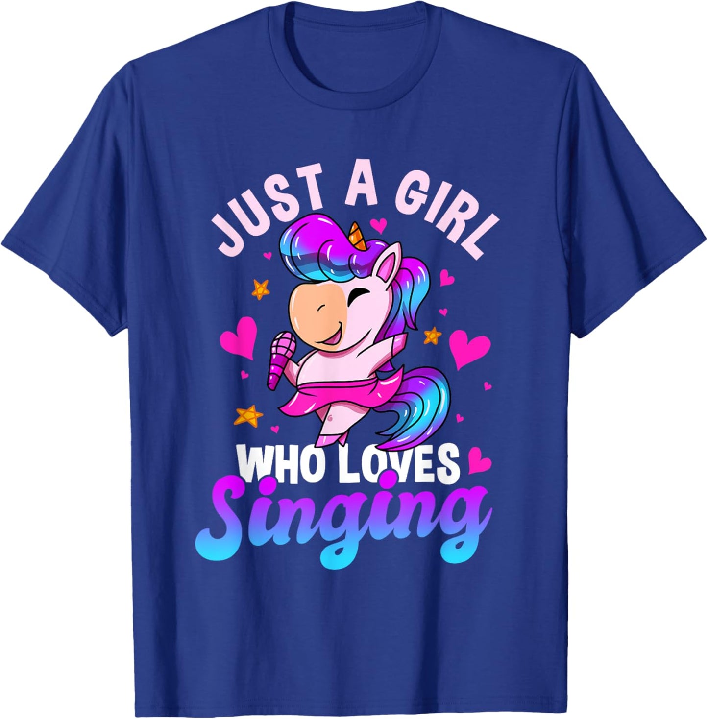 Just A Girl Who Loves Singing Funny Karaoke Singer Unicorn T-Shirt - T-Shirt | Royal
