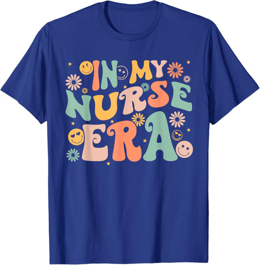 In My Nurse Era Groovy Funny Retro T-Shirt - T-Shirt | Royal
