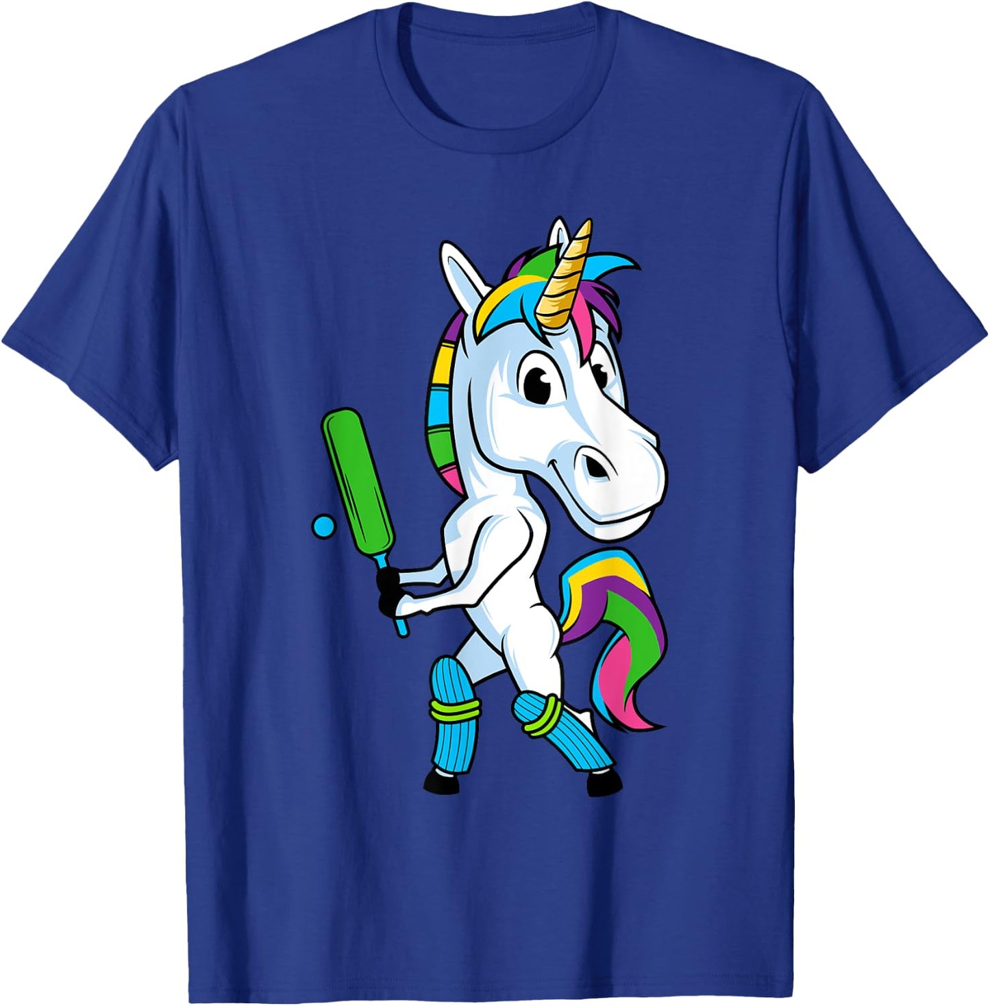 Funny Unicorn Sports Cricket Magical Bat And Ball Game T-Shirt - T-Shirt | Royal