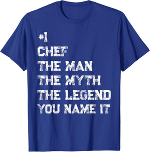 Number One Chef The Man The Myth The Legend Fathers Day T-Shirt - T-Shirt | Royal