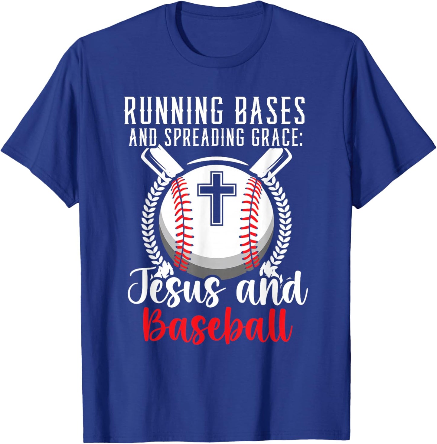Baseball And Jesus Christian Baseball Player Religious T-Shirt - T-Shirt | Royal
