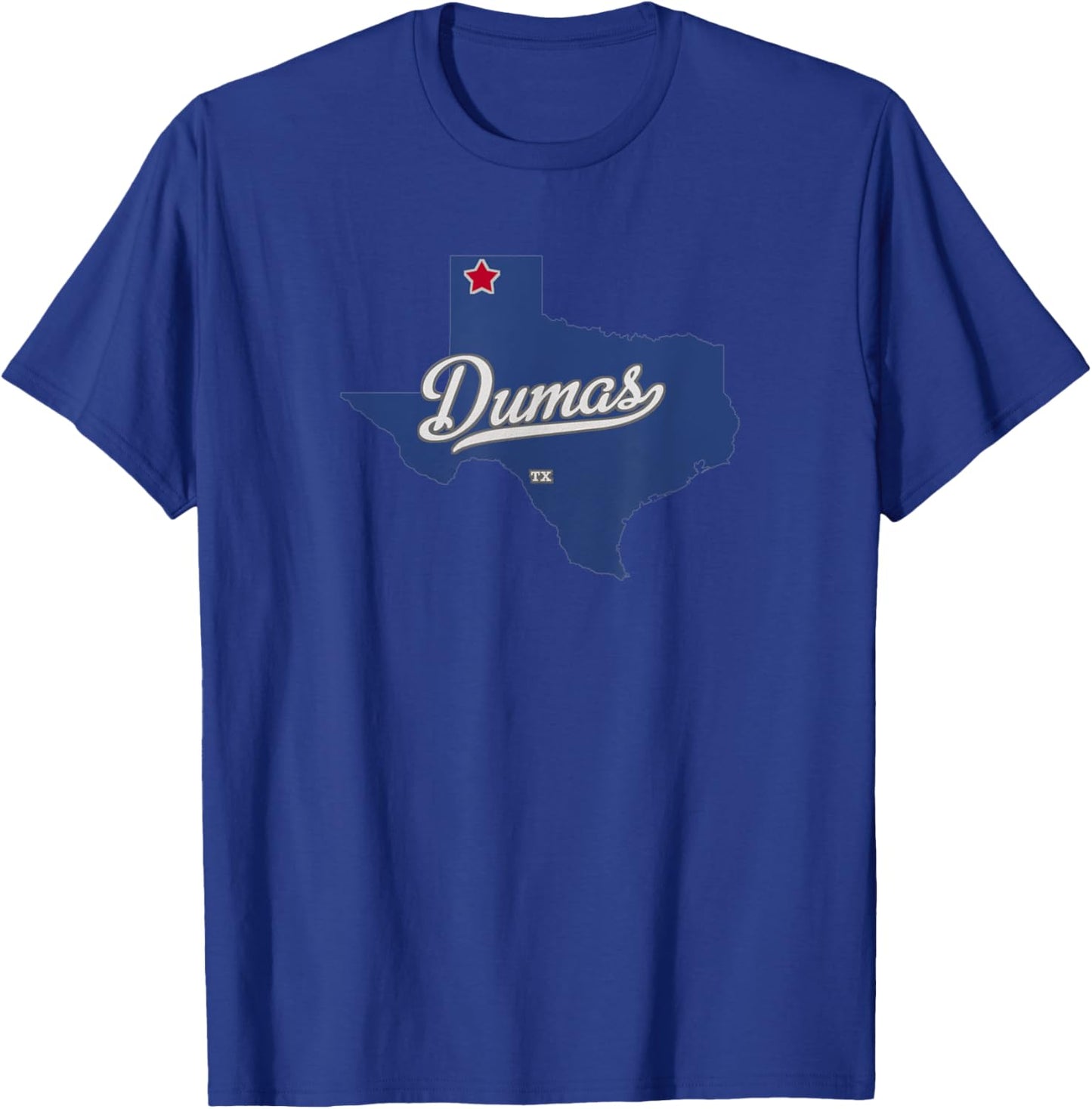 Dumas Texas TX Map T-Shirt - T-Shirt | Royal