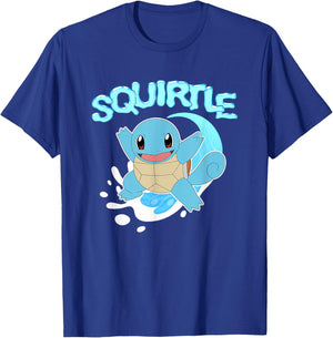 Pokémon Squirtle Riding A Wave Cute Shot T-Shirt - T-Shirt | Royal