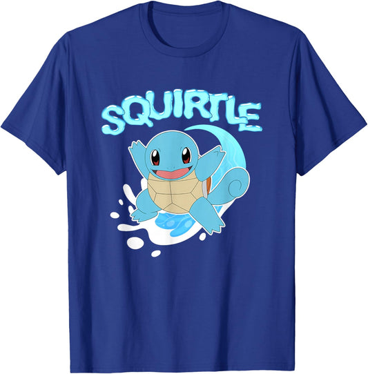 Pokémon Squirtle Riding A Wave Cute Shot T-Shirt - T-Shirt | Royal