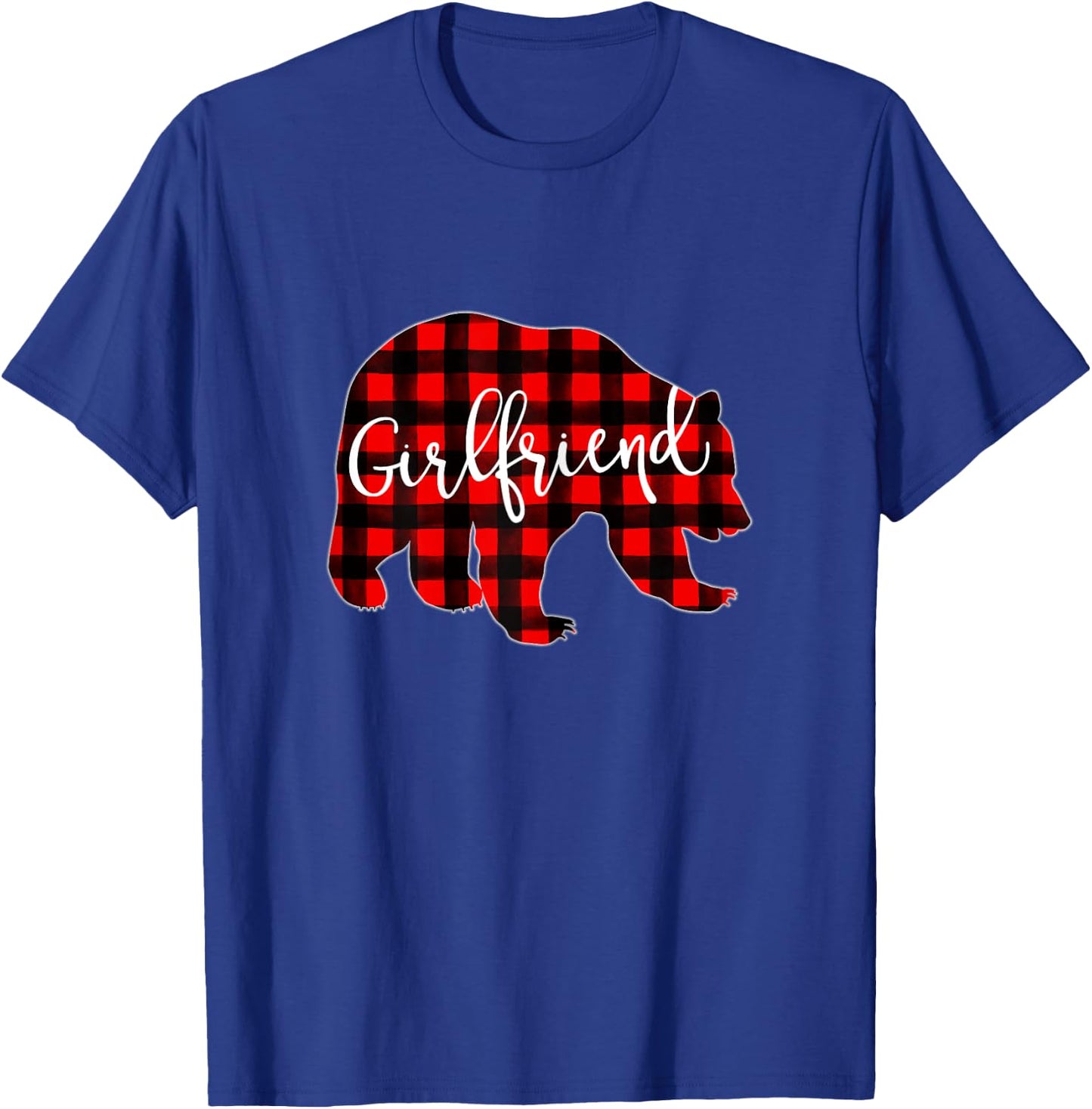 Red Plaid Girlfriend Bear Matching Family Christmas Buffalo T-Shirt - T-Shirt | Royal
