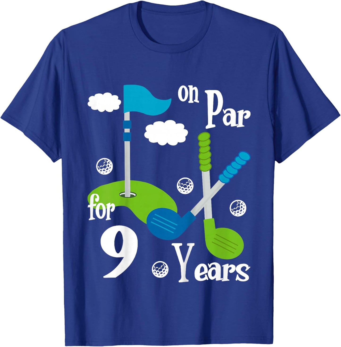 9 Year Old Golf Birthday Party Shirt Gift Boy Girl T-Shirt - T-Shirt | Royal