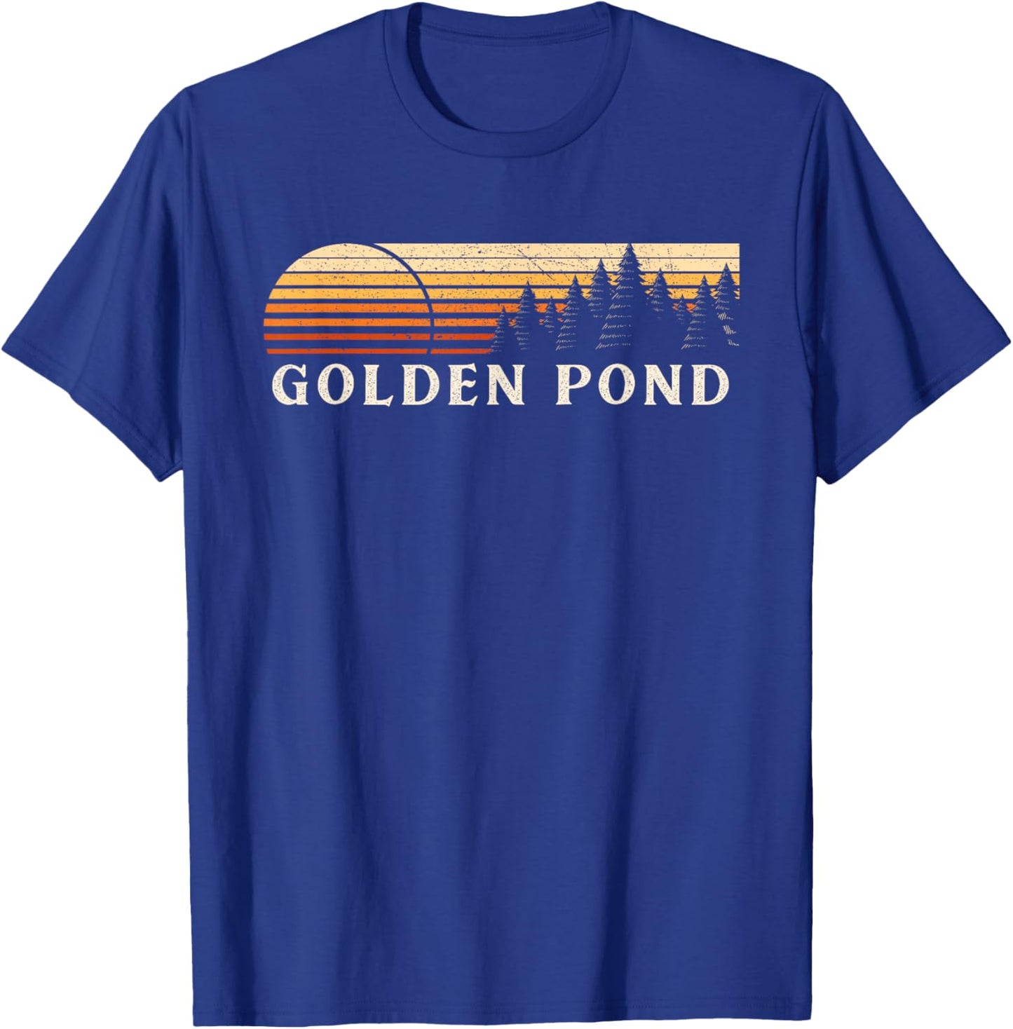 Golden Pond, KY Vintage Evergreen Sunset Eighties Retro T-Shirt - T-Shirt | Royal