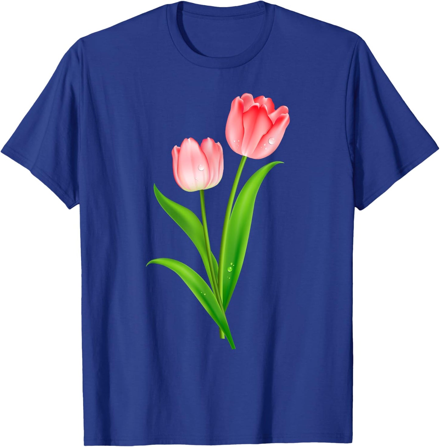 Beautiful Pink Tulip Flower Couple Graphic Artwork T-Shirt - T-Shirt | Royal