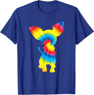 Tie Dye Chihuahua Rainbow Print Dog Pup Hippie Peace Gift Women Girls Kids T-Shirt - T-Shirt | Royal