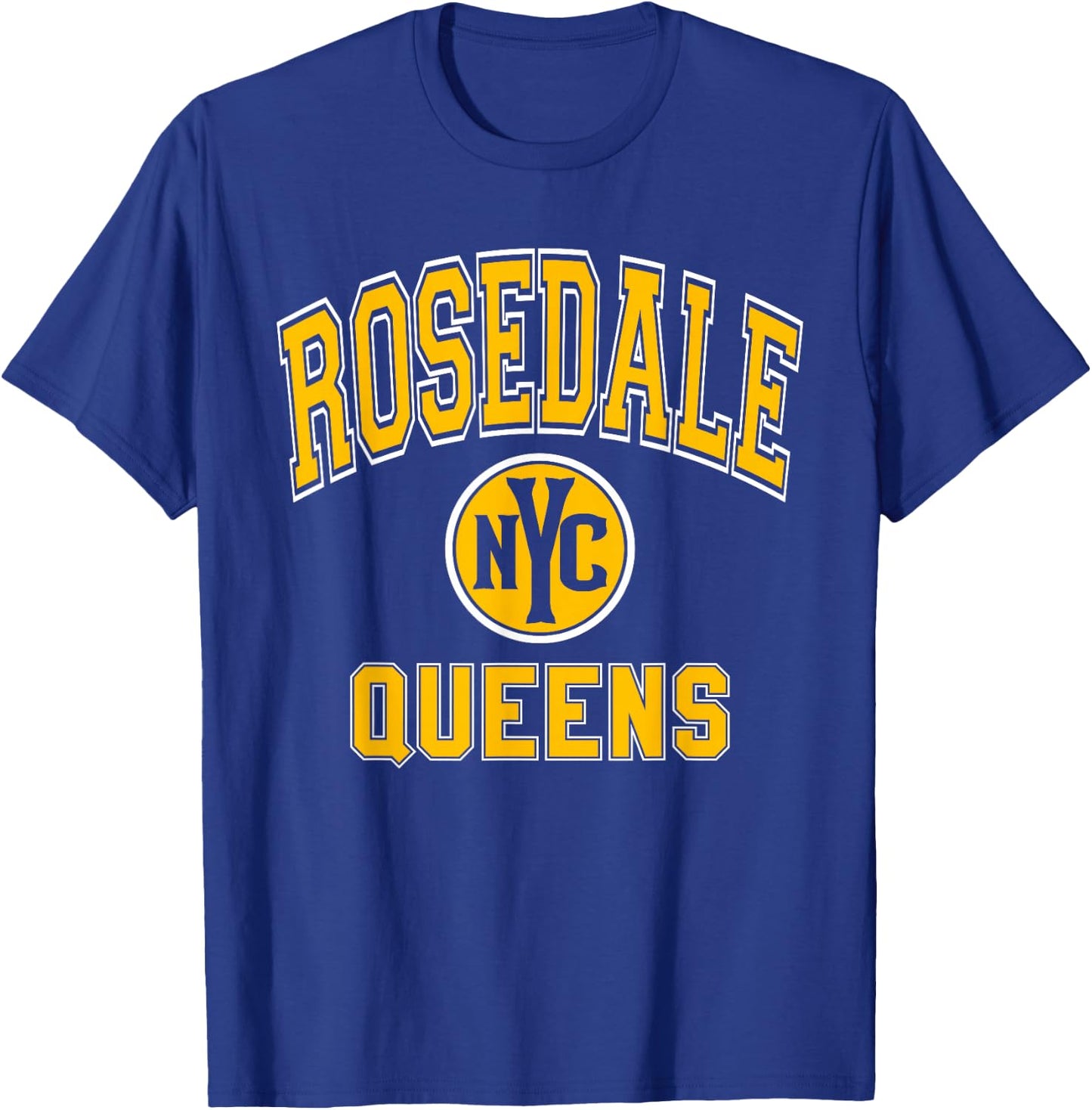 Rosedale Queens Text NYC Circle Amber Print T-Shirt - T-Shirt | Royal