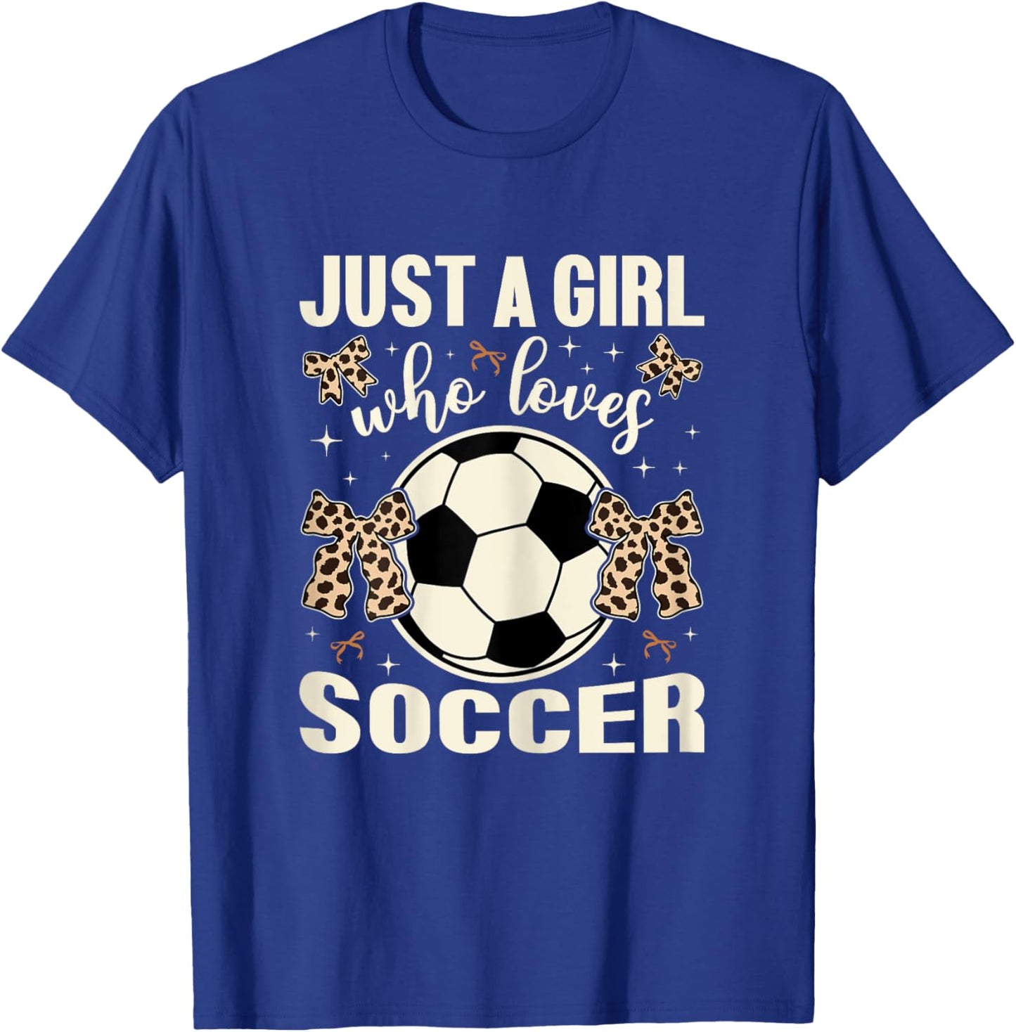 Just A Girl Who Loves Soccer Cheetah Print Kids Girls Soccer T-Shirt - T-Shirt | Royal