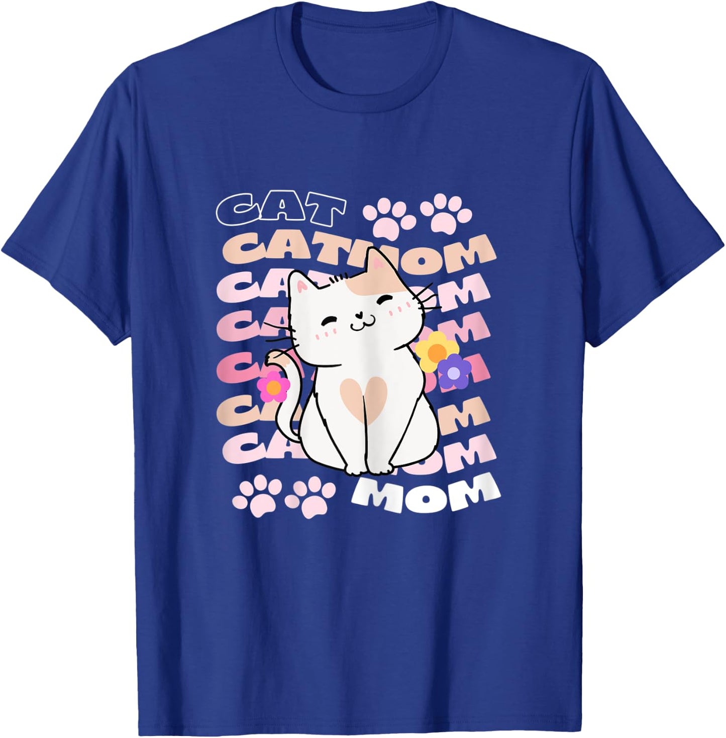 Retro Cat Mom Shirt Groovy Text Cute Kitten Heart Pink Text T-Shirt - T-Shirt | Royal