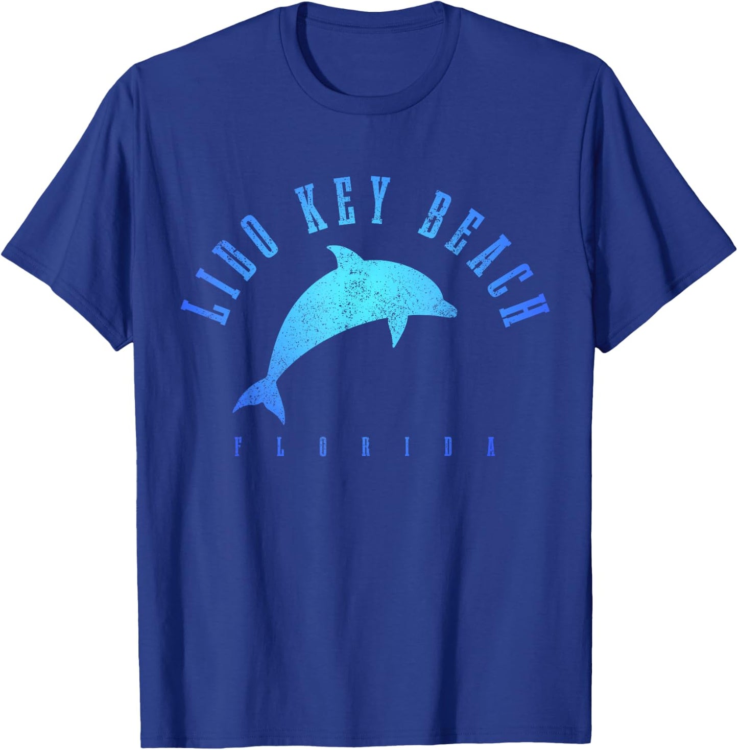 Lido Key Beach Florida FL Vintage Dolphin Holiday T-Shirt - T-Shirt | Royal