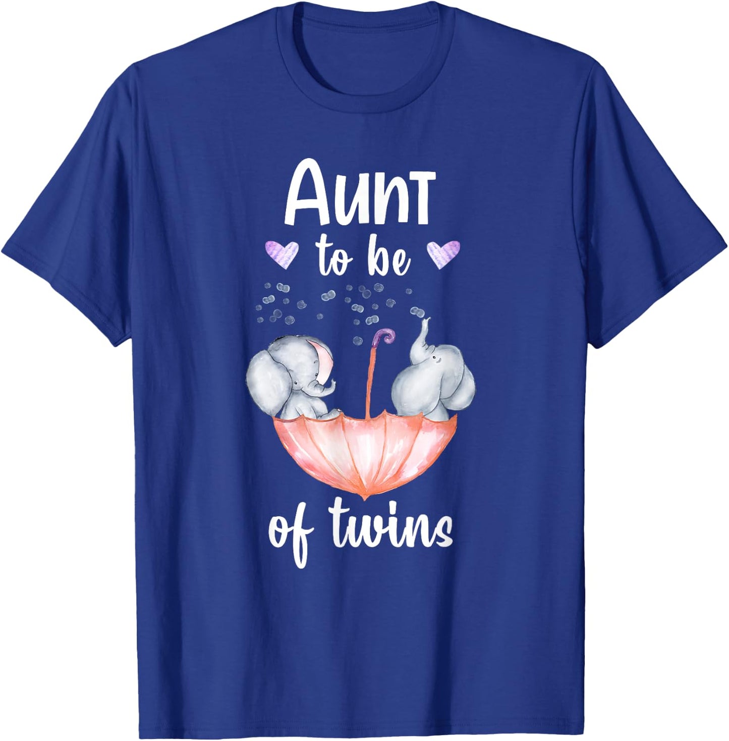 Aunt To Be Of Twins Baby Shower Elephant T-Shirt - T-Shirt | Royal