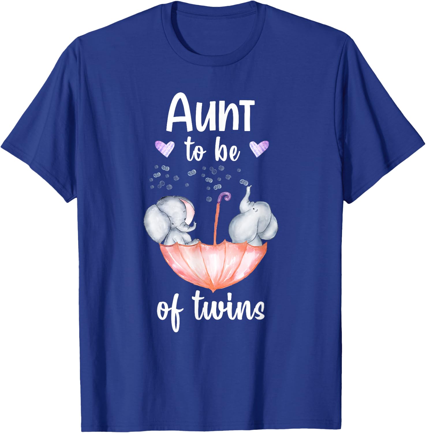 Aunt To Be Of Twins Baby Shower Elephant T-Shirt - T-Shirt | Royal