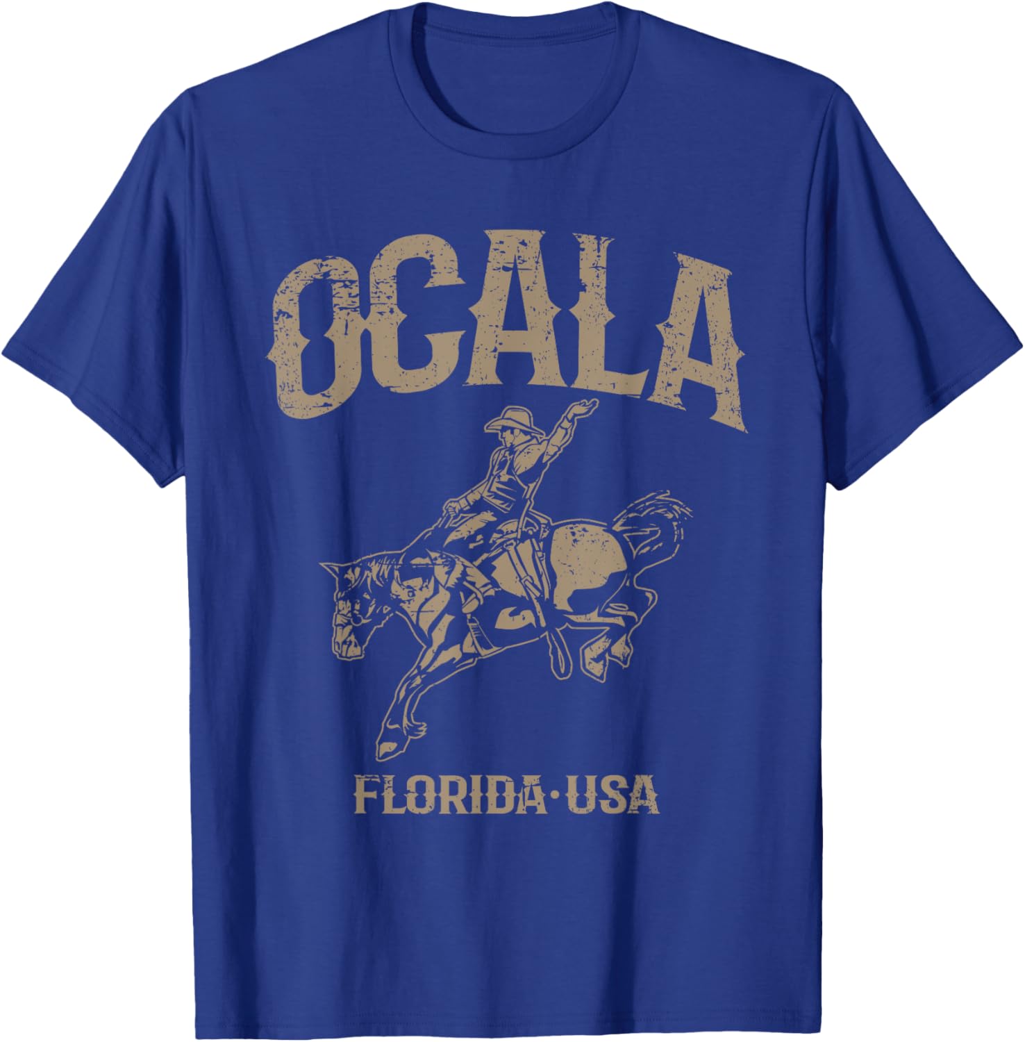 Ocala Florida USA Cowboy and Bucking Horse Design T-Shirt - T-Shirt | Royal