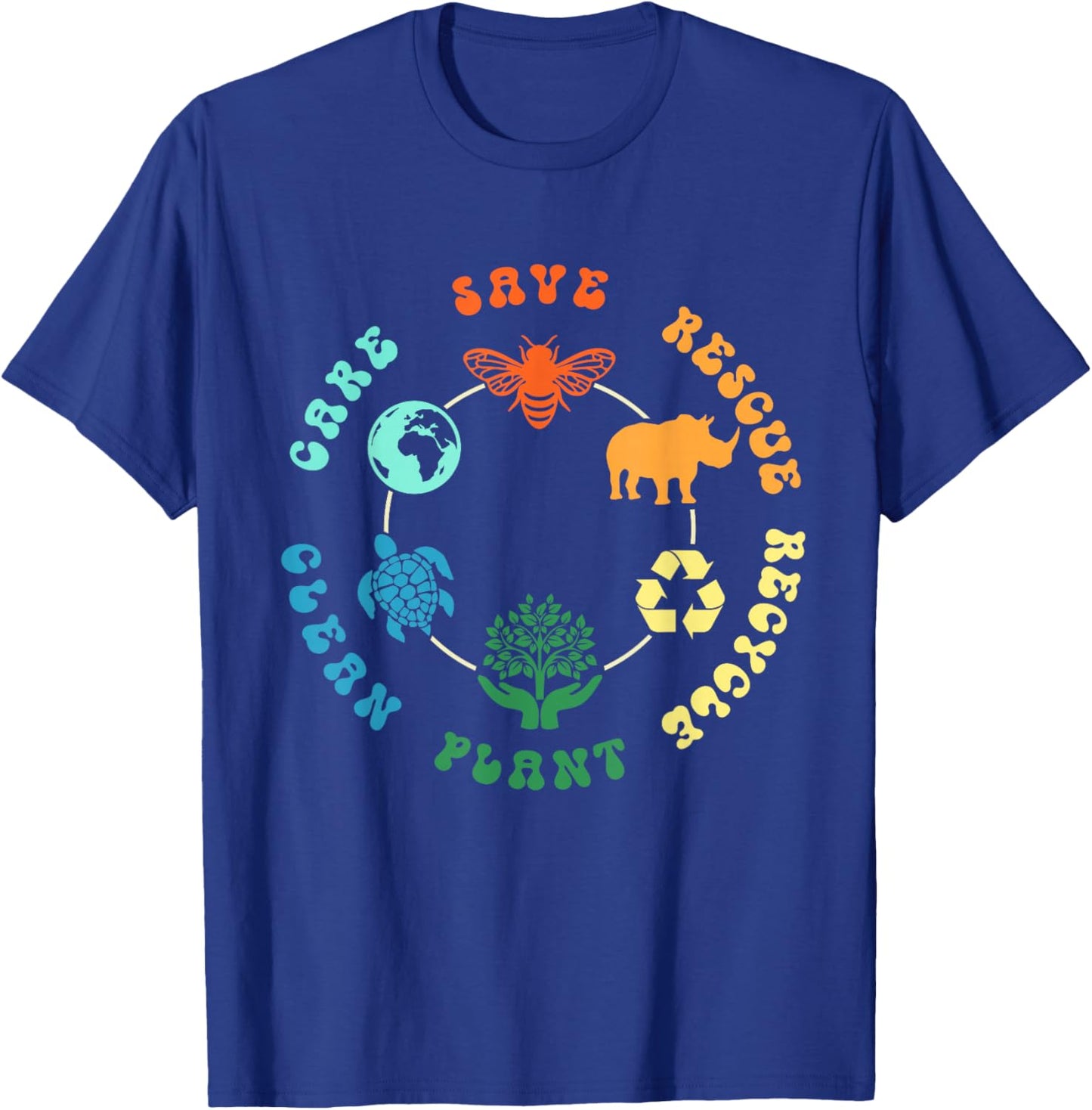 Save Bees Rescue Animals Recycle Plastic Earth Day 2025 T-Shirt - T-Shirt | Royal